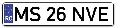 Placuta inmatriculare numar auto  MS-26-NVE, MS 26 NVE, MS26NVE