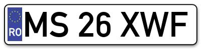 Placuta inmatriculare numar auto  MS-26-XWF, MS 26 XWF, MS26XWF