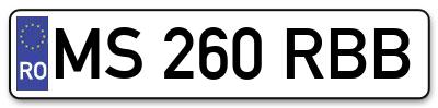 Placuta inmatriculare numar auto  MS-260-RBB, MS 260 RBB, MS260RBB