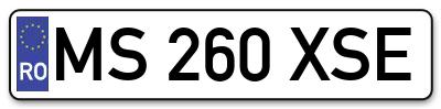 Placuta inmatriculare numar auto  MS-260-XSE, MS 260 XSE, MS260XSE