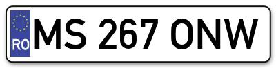 Placuta inmatriculare numar auto  MS-267-ONW, MS 267 ONW, MS267ONW