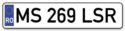 Placuta inmatriculare numar auto  MS-269-LSR, MS 269 LSR, MS269LSR