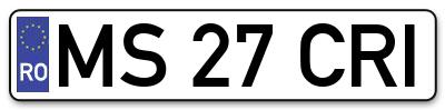 Placuta inmatriculare numar auto  MS-27-CRI, MS 27 CRI, MS27CRI