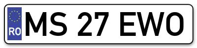 Placuta inmatriculare numar auto  MS-27-EWO, MS 27 EWO, MS27EWO