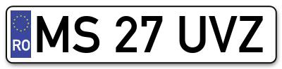 Placuta inmatriculare numar auto  MS-27-UVZ, MS 27 UVZ, MS27UVZ