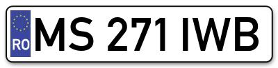 Placuta inmatriculare numar auto  MS-271-IWB, MS 271 IWB, MS271IWB