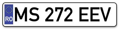 Placuta inmatriculare numar auto  MS-272-EEV, MS 272 EEV, MS272EEV
