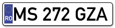Placuta inmatriculare numar auto  MS-272-GZA, MS 272 GZA, MS272GZA