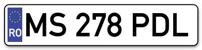 Placuta inmatriculare numar auto  MS-278-PDL, MS 278 PDL, MS278PDL