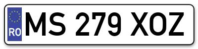Placuta inmatriculare numar auto  MS-279-XOZ, MS 279 XOZ, MS279XOZ