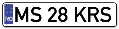 Placuta inmatriculare numar auto  MS-28-KRS, MS 28 KRS, MS28KRS