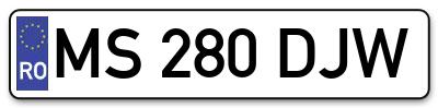Placuta inmatriculare numar auto  MS-280-DJW, MS 280 DJW, MS280DJW
