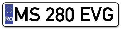 Placuta inmatriculare numar auto  MS-280-EVG, MS 280 EVG, MS280EVG
