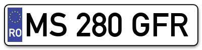 Placuta inmatriculare numar auto  MS-280-GFR, MS 280 GFR, MS280GFR