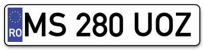 Placuta inmatriculare numar auto  MS-280-UOZ, MS 280 UOZ, MS280UOZ