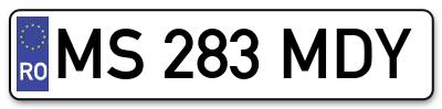 Placuta inmatriculare numar auto  MS-283-MDY, MS 283 MDY, MS283MDY