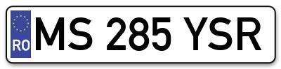 Placuta inmatriculare numar auto  MS-285-YSR, MS 285 YSR, MS285YSR