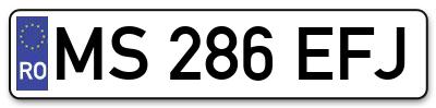 Placuta inmatriculare numar auto  MS-286-EFJ, MS 286 EFJ, MS286EFJ