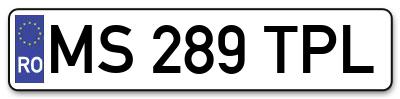Placuta inmatriculare numar auto  MS-289-TPL, MS 289 TPL, MS289TPL