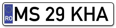 Placuta inmatriculare numar auto  MS-29-KHA, MS 29 KHA, MS29KHA