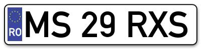 Placuta inmatriculare numar auto  MS-29-RXS, MS 29 RXS, MS29RXS