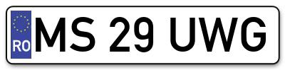 Placuta inmatriculare numar auto  MS-29-UWG, MS 29 UWG, MS29UWG