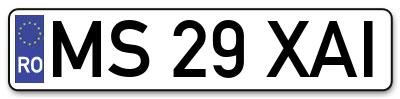 Placuta inmatriculare numar auto  MS-29-XAI, MS 29 XAI, MS29XAI