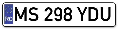 Placuta inmatriculare numar auto  MS-298-YDU, MS 298 YDU, MS298YDU