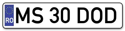 Placuta inmatriculare numar auto  MS-30-DOD, MS 30 DOD, MS30DOD
