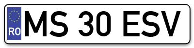Placuta inmatriculare numar auto  MS-30-ESV, MS 30 ESV, MS30ESV