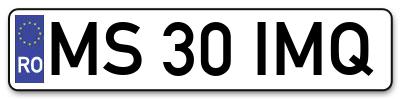 Placuta inmatriculare numar auto  MS-30-IMQ, MS 30 IMQ, MS30IMQ