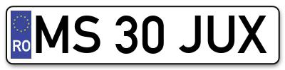 Placuta inmatriculare numar auto  MS-30-JUX, MS 30 JUX, MS30JUX