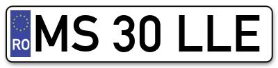 Placuta inmatriculare numar auto  MS-30-LLE, MS 30 LLE, MS30LLE