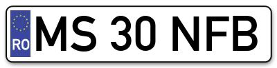 Placuta inmatriculare numar auto  MS-30-NFB, MS 30 NFB, MS30NFB
