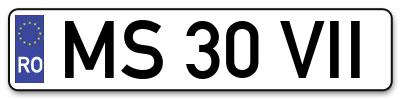 Placuta inmatriculare numar auto  MS-30-VII, MS 30 VII, MS30VII