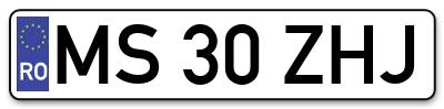 Placuta inmatriculare numar auto  MS-30-ZHJ, MS 30 ZHJ, MS30ZHJ