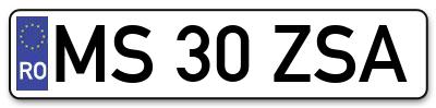 Placuta inmatriculare numar auto  MS-30-ZSA, MS 30 ZSA, MS30ZSA
