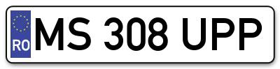 Placuta inmatriculare numar auto  MS-308-UPP, MS 308 UPP, MS308UPP