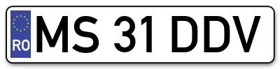 Placuta inmatriculare numar auto  MS-31-DDV, MS 31 DDV, MS31DDV