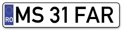Placuta inmatriculare numar auto  MS-31-FAR, MS 31 FAR, MS31FAR