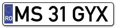 Placuta inmatriculare numar auto  MS-31-GYX, MS 31 GYX, MS31GYX