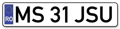 Placuta inmatriculare numar auto  MS-31-JSU, MS 31 JSU, MS31JSU