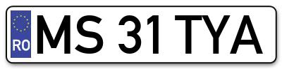 Placuta inmatriculare numar auto  MS-31-TYA, MS 31 TYA, MS31TYA