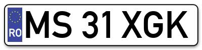 Placuta inmatriculare numar auto  MS-31-XGK, MS 31 XGK, MS31XGK