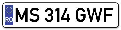 Placuta inmatriculare numar auto  MS-314-GWF, MS 314 GWF, MS314GWF
