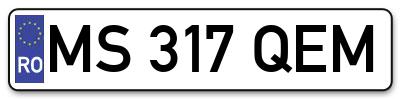 Placuta inmatriculare numar auto  MS-317-QEM, MS 317 QEM, MS317QEM