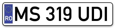 Placuta inmatriculare numar auto  MS-319-UDI, MS 319 UDI, MS319UDI
