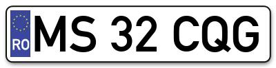 Placuta inmatriculare numar auto  MS-32-CQG, MS 32 CQG, MS32CQG