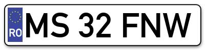 Placuta inmatriculare numar auto  MS-32-FNW, MS 32 FNW, MS32FNW