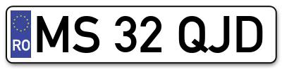 Placuta inmatriculare numar auto  MS-32-QJD, MS 32 QJD, MS32QJD